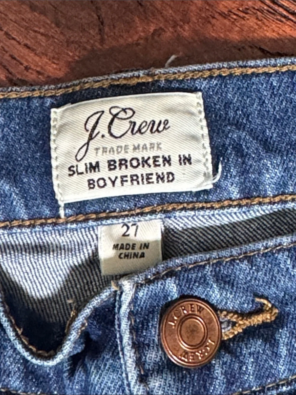 J. Crew Distressed Cropped Slim Broken In Boyfriend Jeans in Light Blue 27